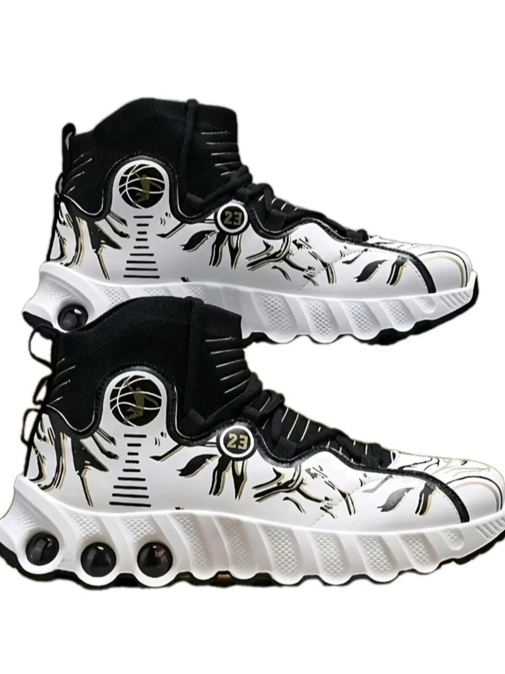 GSSZO HighTop Cushioned Basketball Shoes -White/Red/Black Three-Color Men's 11 - Picture 3 of 9